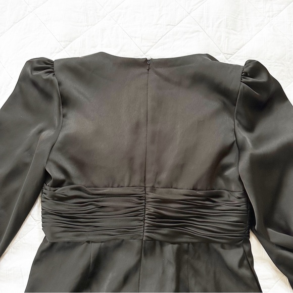 IEENA FOR MAC DUGGAL Evening Ruched Plunging Neck Jumpsuit Black 12 NWOT NEW - Picture 9 of 10